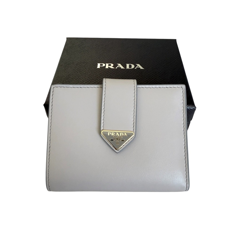 Prada Granito Soft‎ Grain Leather Bifold Wallet 1MV204 Plaque Logo Made in Italy
